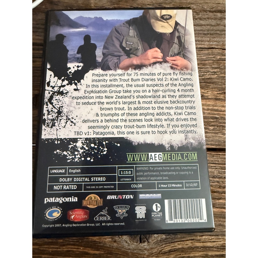 VTG 2000s AEG Media Trout Bum Diaries Vol II Kiwi Camo Fly Fishing DVD NZ - Picture 2 of 4